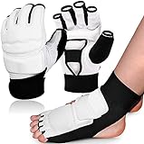 Taekwondo Handschuhe und Fußschutz Set, Boxhandschuhe Männer Kickboxen Handschuhe Knöchelbandage...
