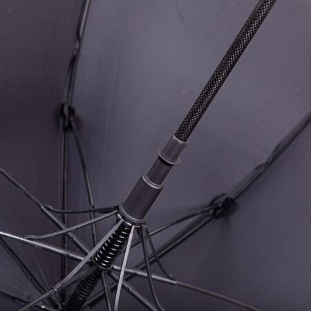 Sicherheitsschirm Frauen Rundhaken Schwarz - geöffnet Carbonstab und Streben