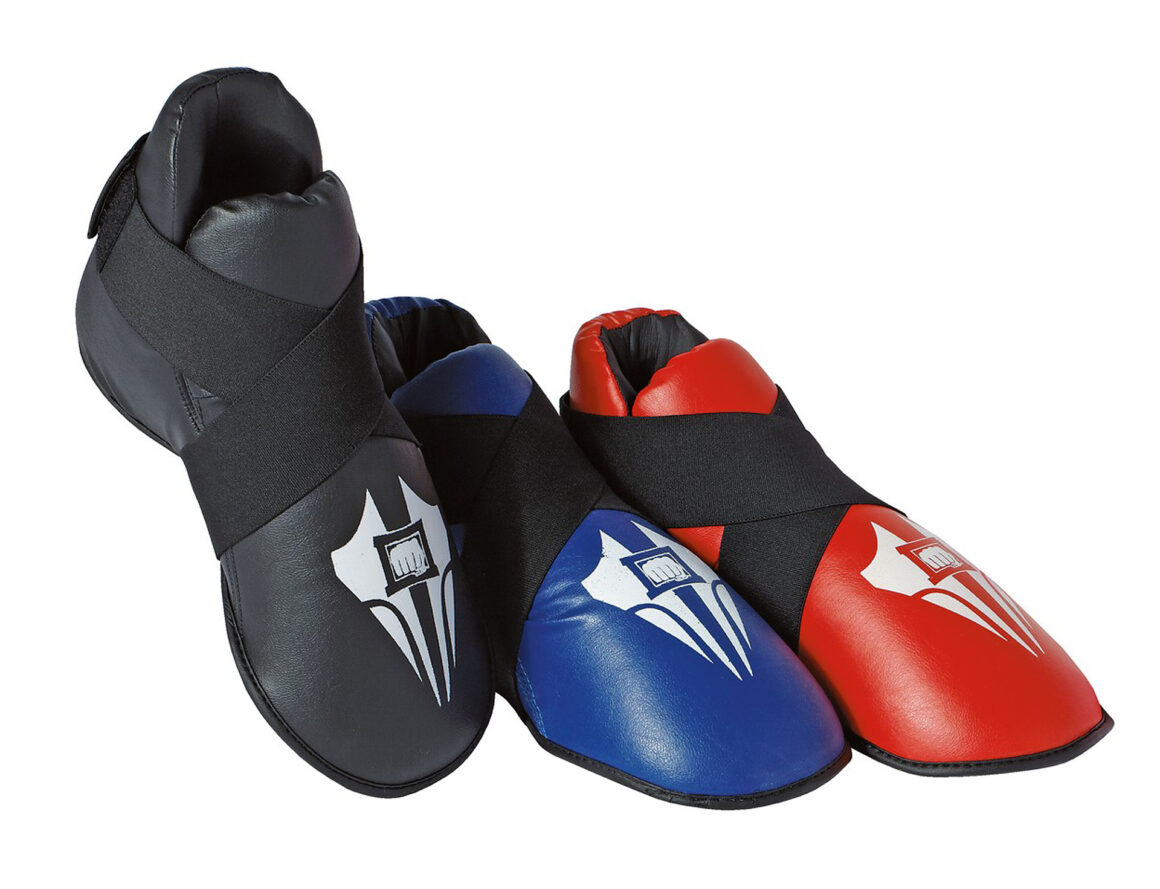 Kwon Fußschützer Anatomic schwarz, blau, rot Seitenansicht vorne
