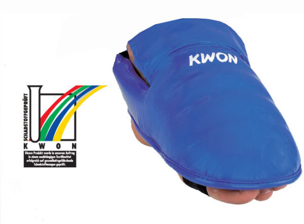 Kwon Karate Fußschützer blau - Frontansicht