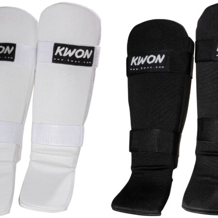 KWON – Schienbeinschützer Stoff Premium mit Spannschutz (schwarz oder weiß)