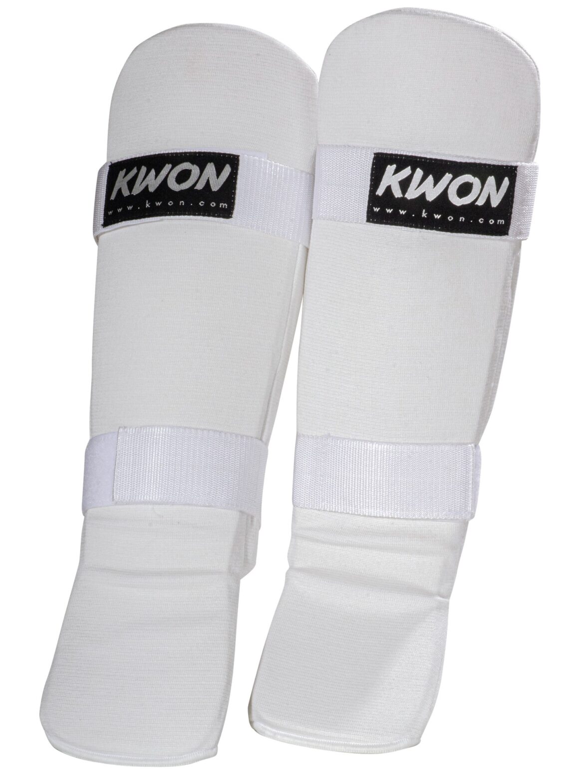 kwon Schienbeinspannschützer Stoff Premium weiss - Vorderansicht Paar