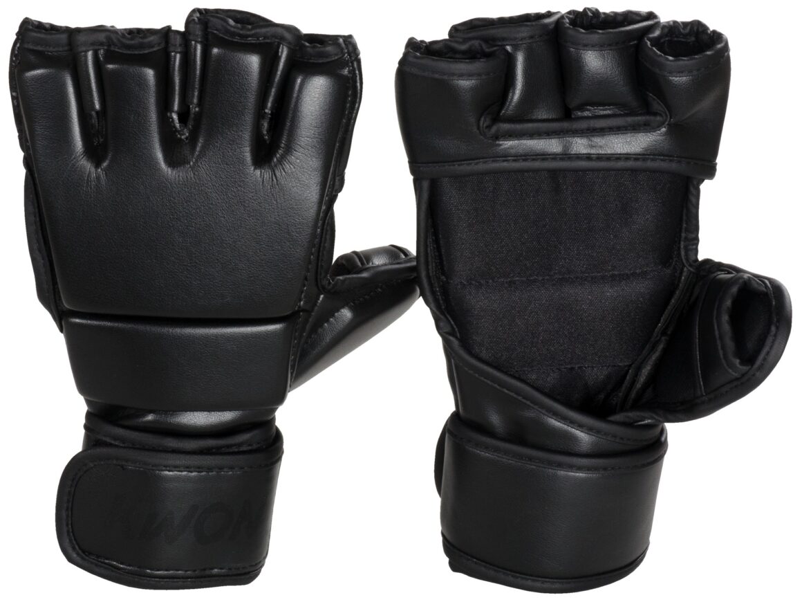 Kwon MMA Handschuhe schwarz - Vorder- und Rückansicht