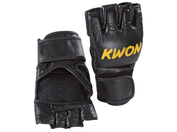 Kwon MMA Handschuhe Leder schwarz - Vorder- und Rückansicht
