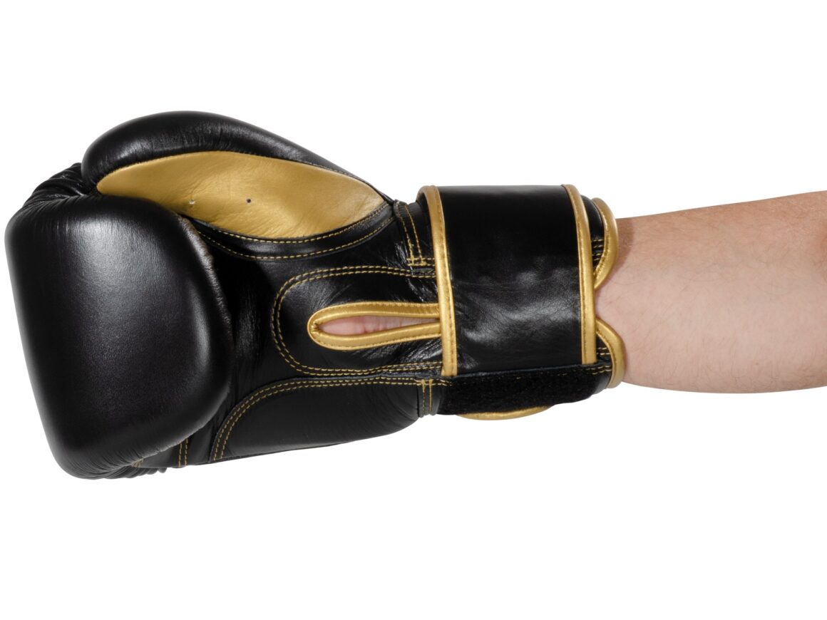 Kwon Professional Boxing Boxhandschuhe Sparring Defensiv schwarz-gold - Seitenansicht innen Faust