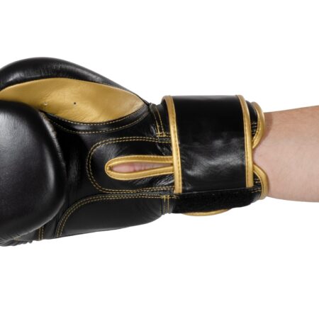 Kwon Professional Boxing Boxhandschuhe Sparring Defensiv schwarz-gold - Seitenansicht innen Faust
