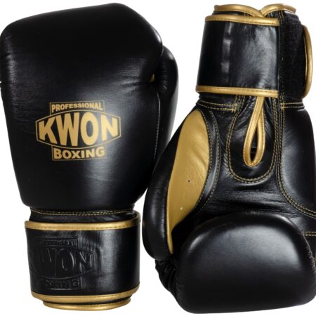 Kwon Professional Boxing Boxhandschuhe Sparring Defensiv schwarz-gold - Vorder- und Rückseite zeigt nach unten