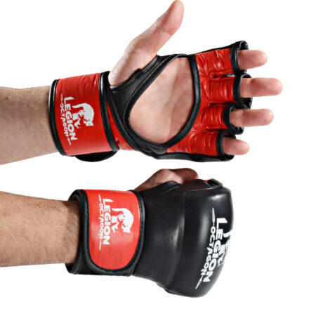 Legion Octagon MMA Handschuhe Fight schwarz-rot- Ansicht Hand Paar Vorder- und Rückseite