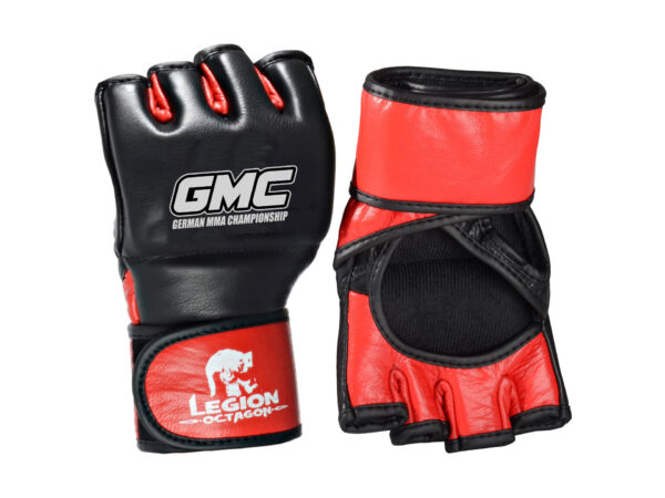 Legion Octagon MMA Handschuhe GMC schwarz-rot - Vorder- und Rückansicht