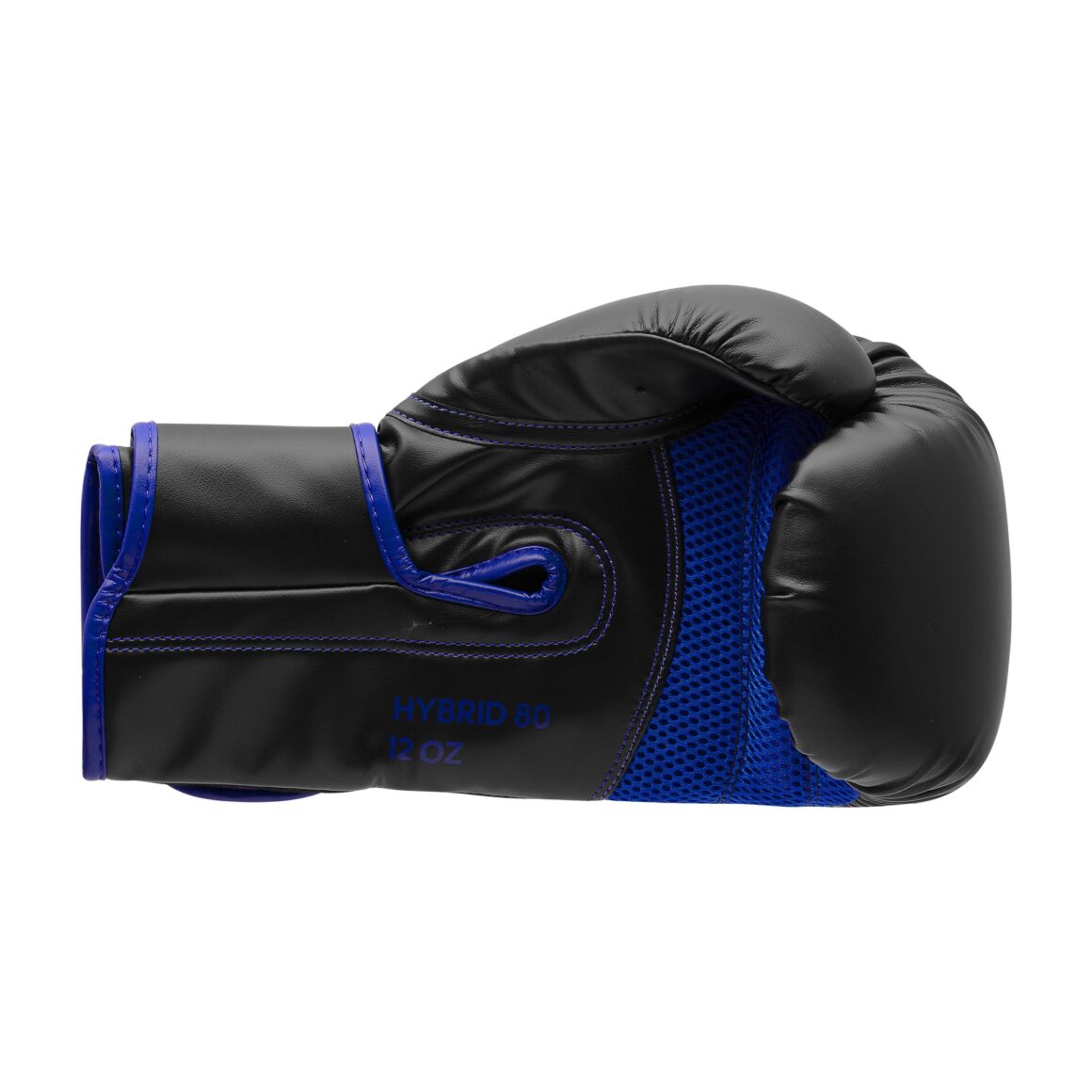 Adidas Hybrid 80 Boxhandschuh schwarz-blau - Innenhand Ansicht liegend seitlich