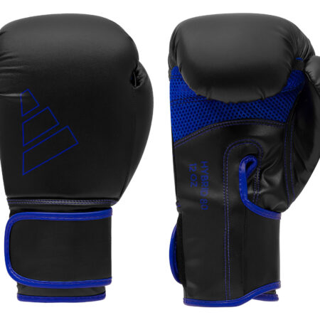 Adidas Hybrid 80 Boxhandschuh schwarz-blau - Innenhand und Rückhand Frontansicht