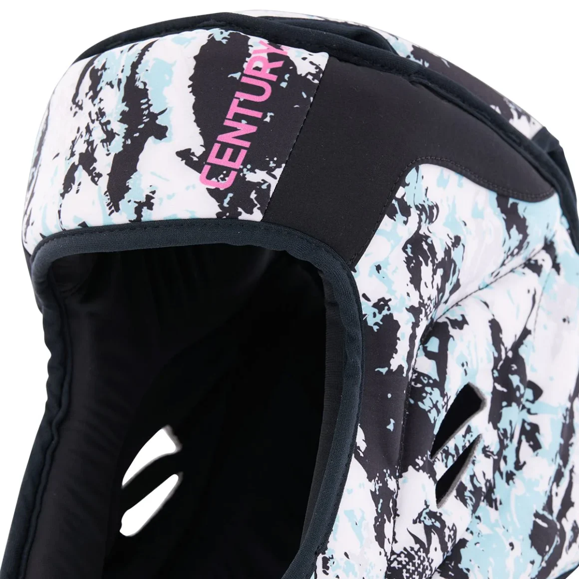 Century Kopfschutz C-Gear Sport Respect weiss-teal – Seitenansicht Nahaufnahme
