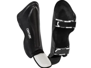 Century Creed Traditionelle Schienbeinschützer schwarz - Vorder- und Rückansicht