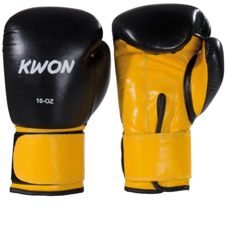 Kwon Boxhandschuhe Knocking schwarz-gelb - Innen- und Rückhand