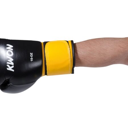 Kwon Boxhandschuhe Knocking schwarz-gelb - Rückhand Seitenansicht Arm