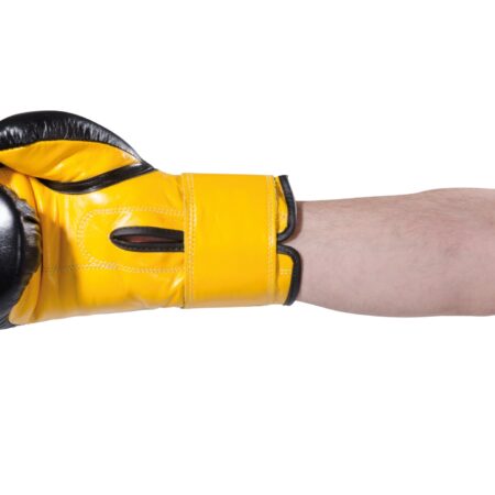 Kwon Boxhandschuhe Knocking schwarz-gelb - seitliche Innenansicht Arm