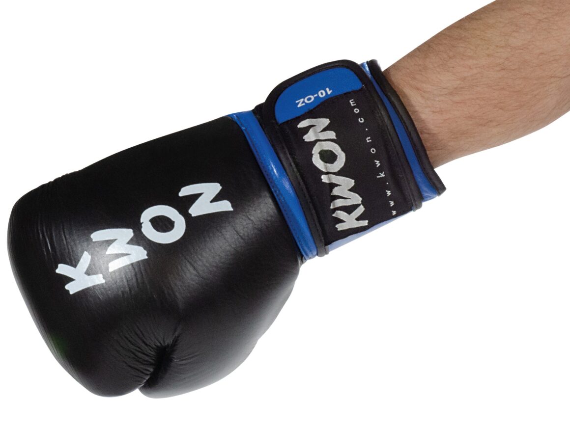 Kwon Kickboxhandschuhe Ko Champ schwarz-blau - Rückhand Seitenasicht