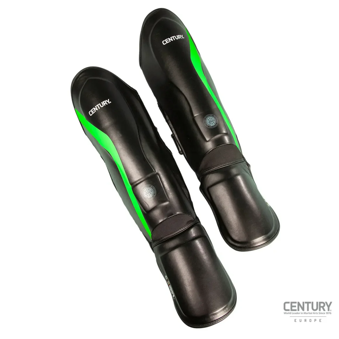 Century Schienbein Spannschutz C-Gear Determination Wako zertifiziert schwarz-grün - Vorderansicht Paar