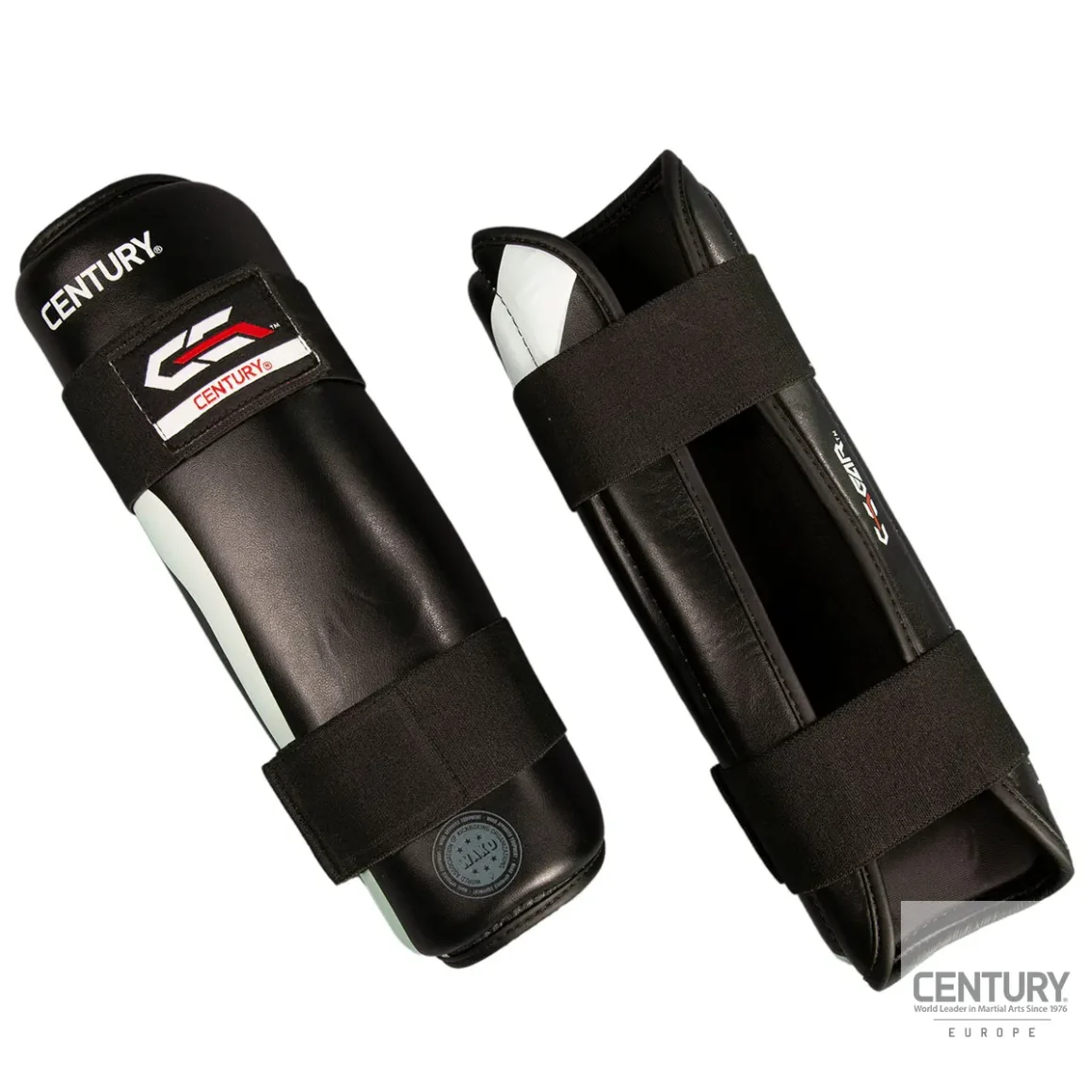 Century Schienbeinschutz C-GEAR Determination schwarz-weiß - Vorder- und Rückansicht
