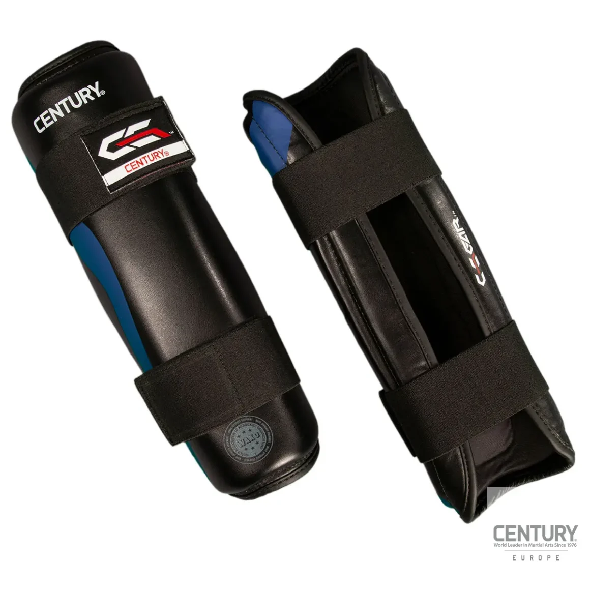 Century Schienbeinschutz C-GEAR Determination schwarz-blau - Vorder- und Rückansicht
