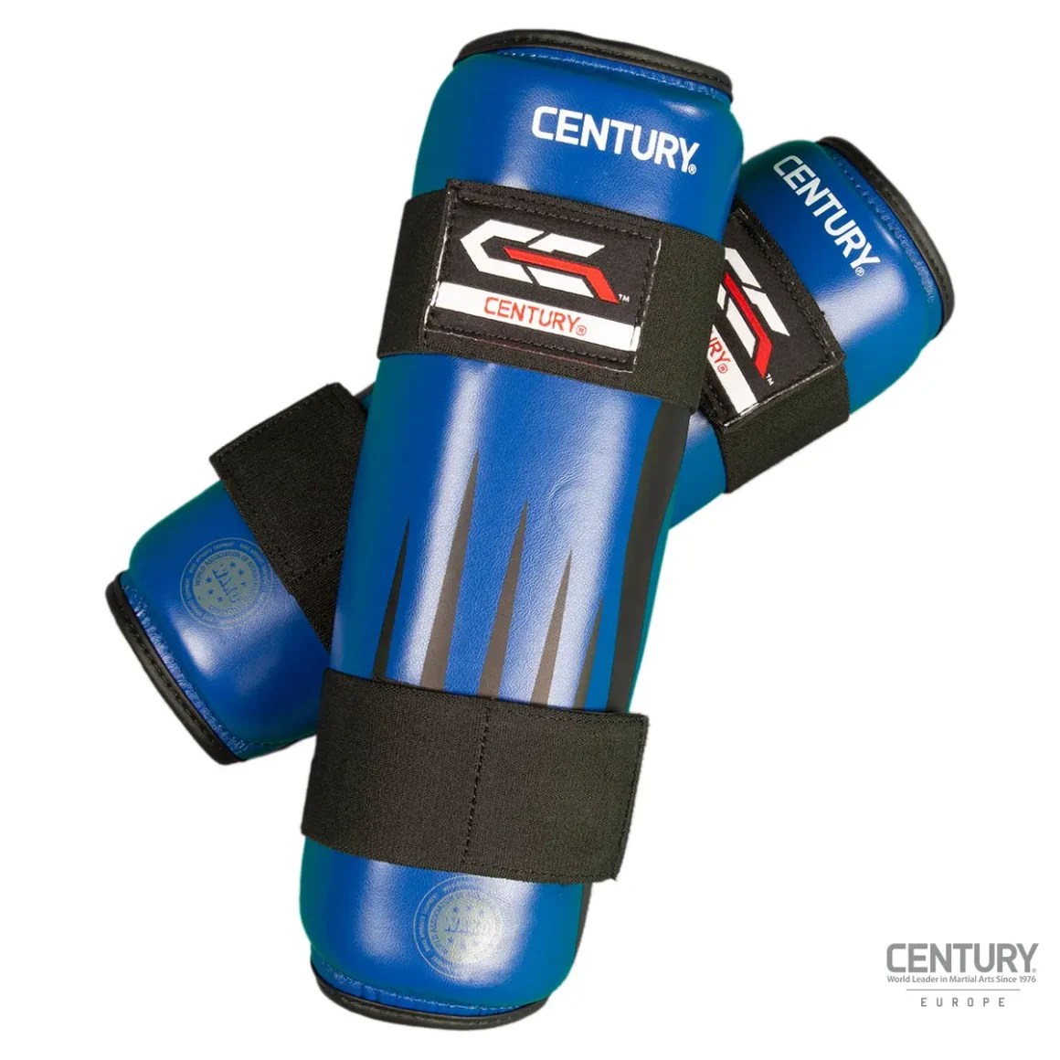 Century Schienbeinschutz C-GEAR Integrity schwarz-blau - Vorderansicht aufeinander
