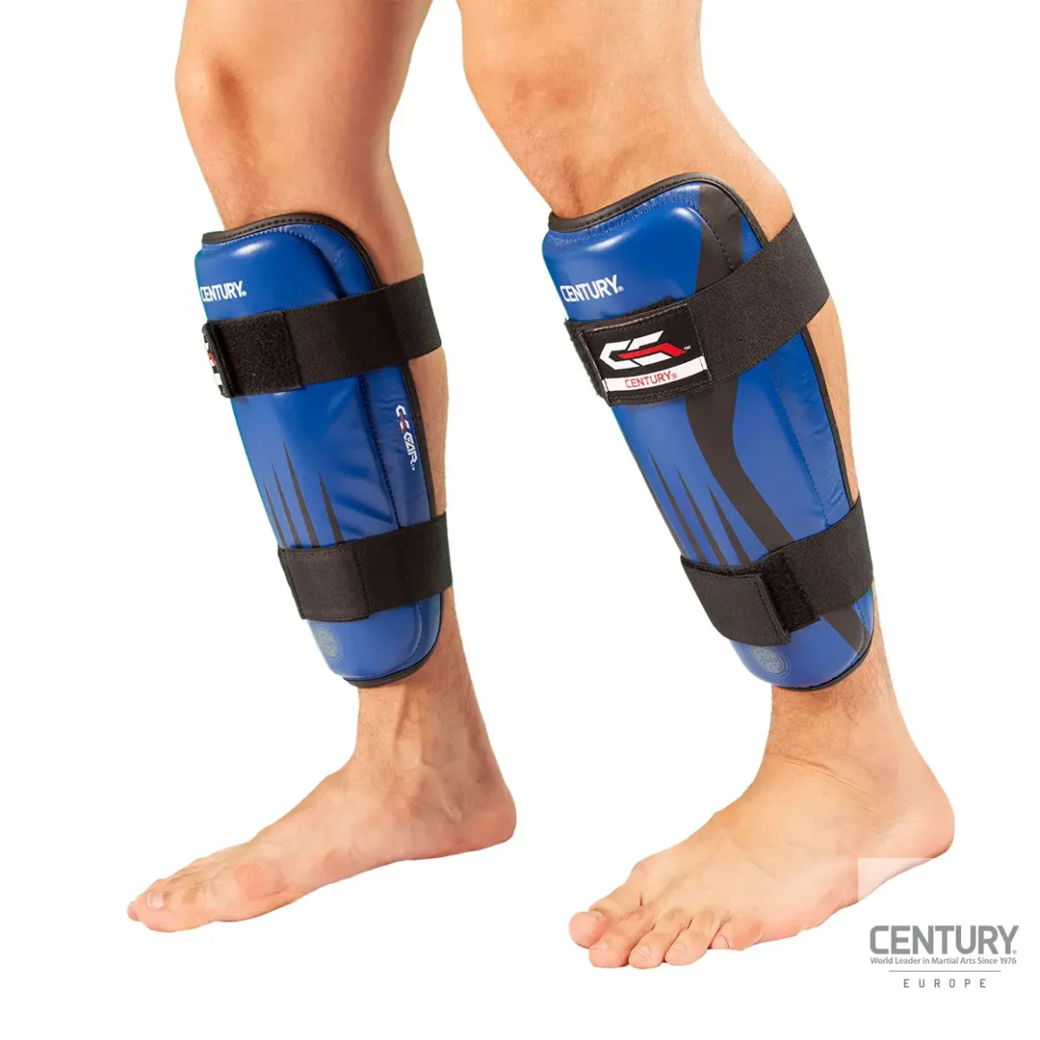 Century Schienbeinschutz C-GEAR Integrity schwarz-blau - Vorderansicht ohne Spannschutz Beine