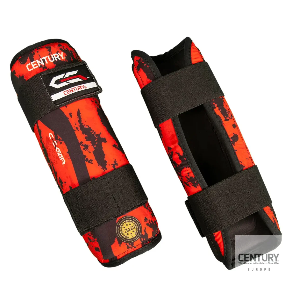 Century Schienbeinschutz C-GEAR Sport Respect schwarz-rot - Vorder- und Rückansicht