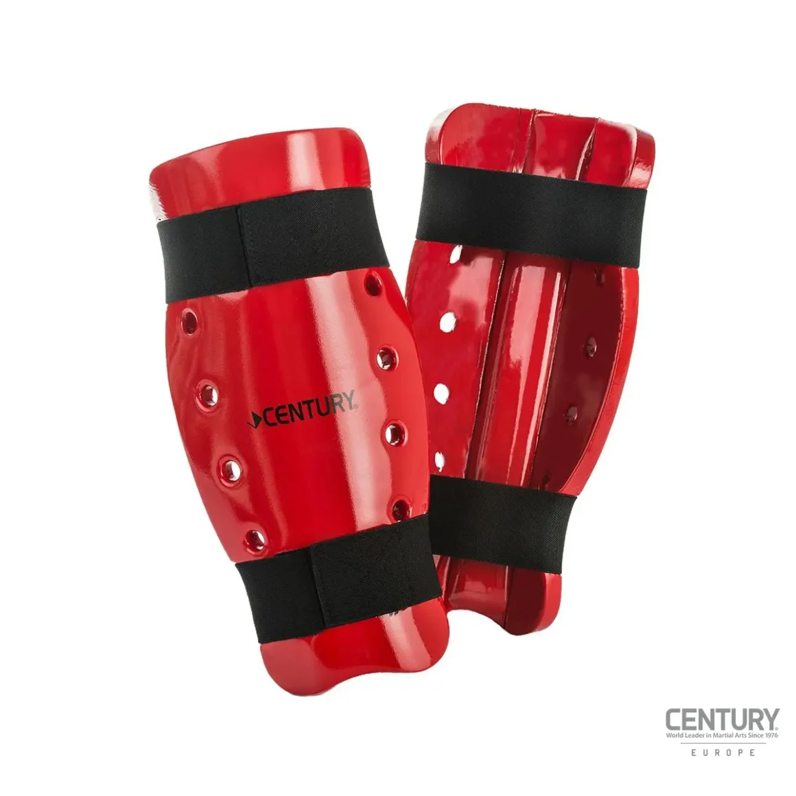 Century Schüler Sparring Schienbeinschützer rot - Vorder- und Rückansicht