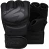 RDX F15 MMA Training Handschuhe schwarz - Rückhand und Innenansicht