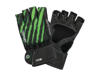 Century Brave Jugend Handschuhe mit offener Handfläche grün-schwarz - Innenhand und Handrücken Frontansicht