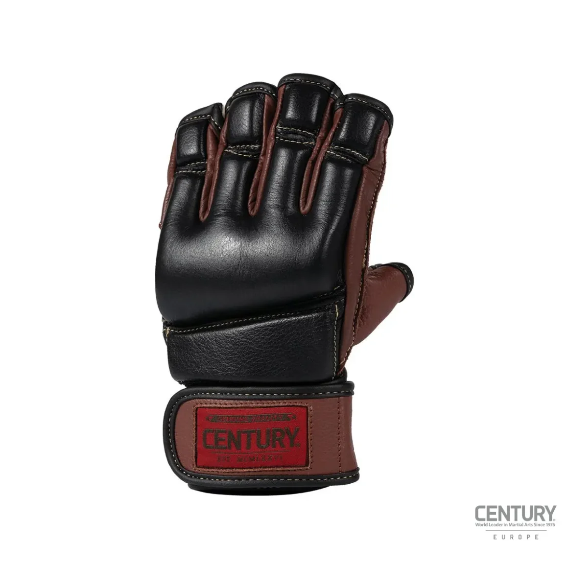 Century Centurion Handschuhe schwarz-braun - Handrücken Frontansicht