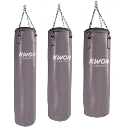 Kwon Boxsack Superstrong gefüllt grau 120, 150, 180 cm - Frontansicht mit Logo