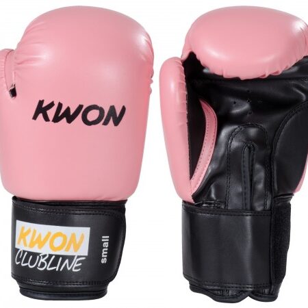 Kwon Clubline Boxhandschuhe Pointer Small Hand 8 oz pink - Handrücken und Innenseite Frontansicht