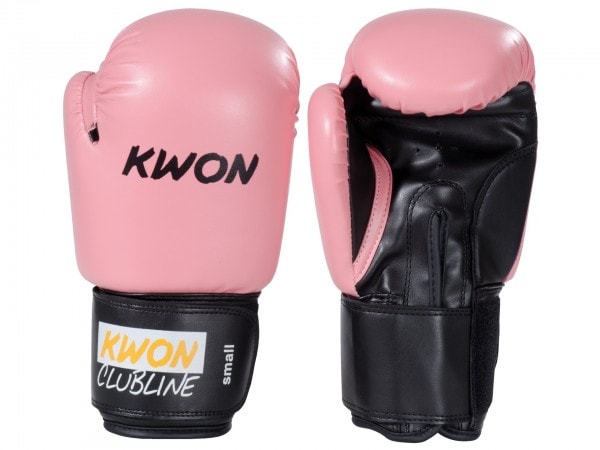 Kwon Clubline Boxhandschuhe Pointer Small Hand 8 oz pink - Handrücken und Innenseite Frontansicht