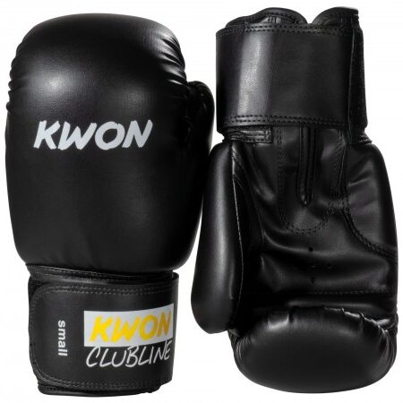 Kwon Clubline Boxhandschuhe Pointer Small Hand 8 oz schwarz - Handrücken und Innenseite kopfüber