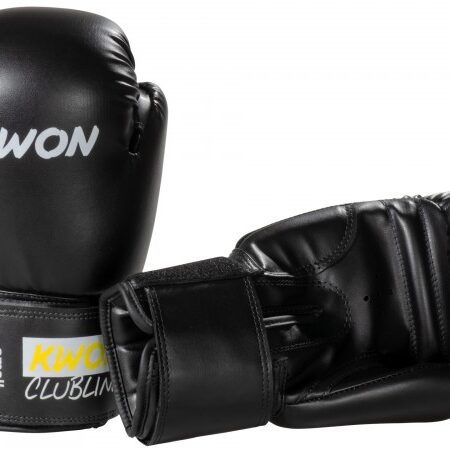 Kwon Clubline Boxhandschuhe Pointer Small Hand 8 oz schwarz - Handrücken und Innenseite liegend