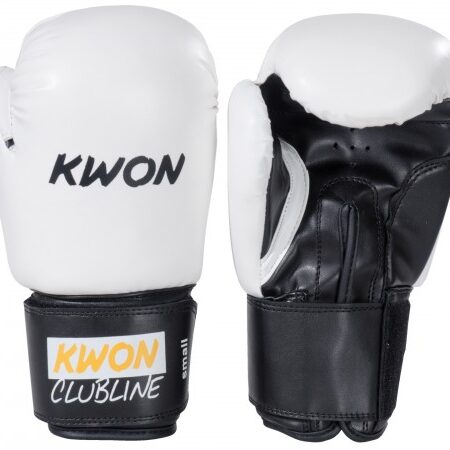 Kwon Clubline Boxhandschuhe Pointer Small Hand 8 oz weiß - Handrücken und Innenseite Frontansicht