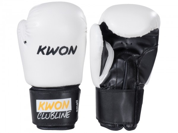 Kwon Clubline Boxhandschuhe Pointer Small Hand 8 oz weiß - Handrücken und Innenseite Frontansicht