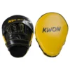 Kwon Coaching Mitt Leder Handpratze schwarz-gelb - Ober- und Unterseite