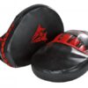 Kwon Doppel Coaching Mitt Contender Schlagpratze schwarz-rot - Oberseite liegend und Unterseite seitlich aufgestellt