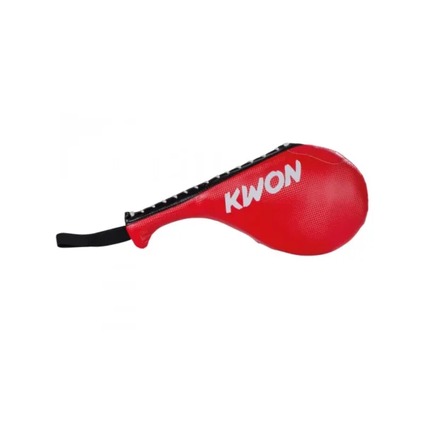 Kwon Doppel Handmitt rot-schwarz - Seitenansicht leicht angehoben