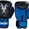 Kwon Kinder Boxhandschuhe Mini Drache schwarz-blau - Ansicht von vorne Handrücken und Innenseite