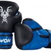 Kwon Kinder Boxhandschuhe Mini Drache schwarz-blau - Handrücken und Innenseite seitlich liegend