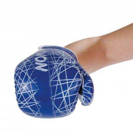 Kwon Kinder Boxhandschuhe Neon blau - Handrücken Faust nach vorne zeigend