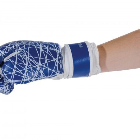 Kwon Kinder Boxhandschuhe Neon blau - Ansicht seitlich mit Arm