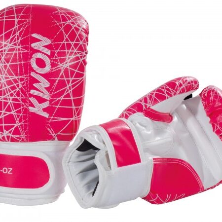 Kwon Kinder Boxhandschuhe Neon pink - Handrücken und Innenseite seitlich liegend