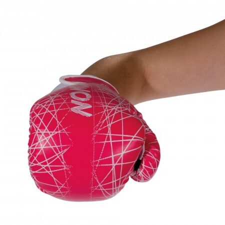 Kwon Kinder Boxhandschuhe Neon pink - Handrücken Faust nach vorne zeigend
