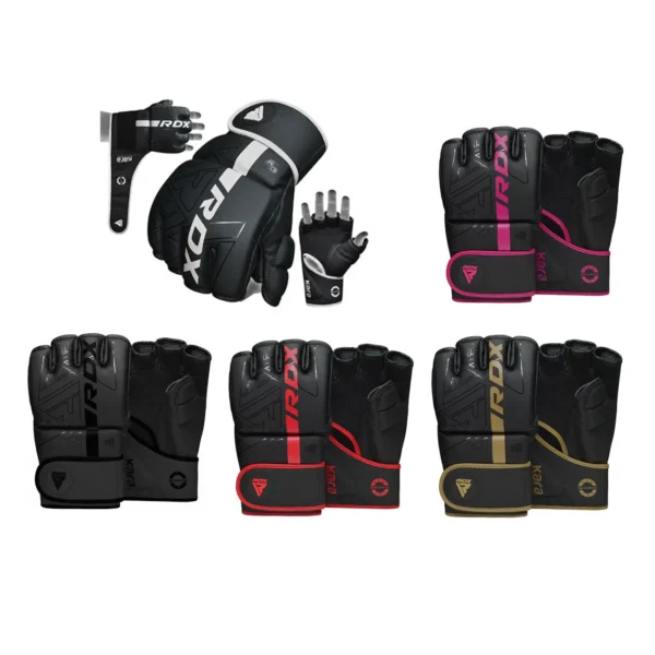F6 Kara MMA Handschuhe Grappling weiß, schwarz, pink, rot, gold - Rückhand und Innhand