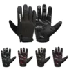 RDX T2 Fitness Handschuhe schwarz, blau, pink, braun, rot - Vorder- und Rückseite Schwarz, Vorderansicht andere Farben