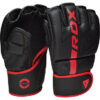 F6 Kara MMA Handschuhe Grappling rot - Rückhand und Innenhand leicht seitliche Ansicht